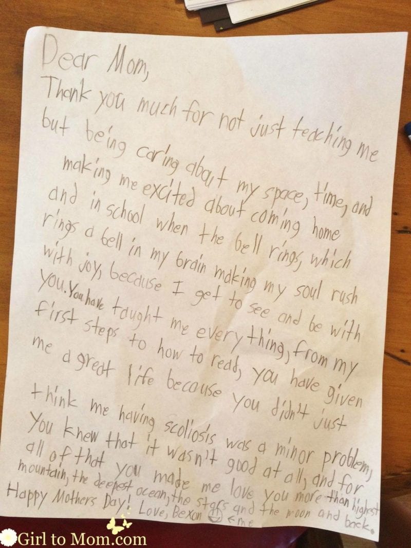 mom's letter from son - Girl to Mom
